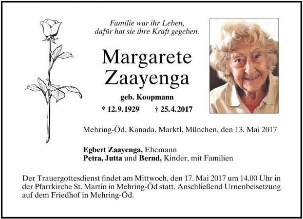margarete zaayenga