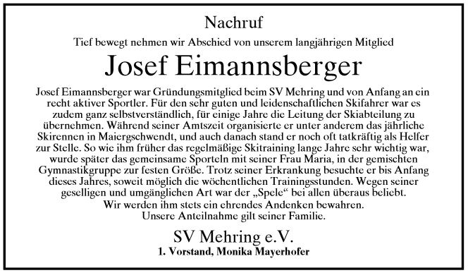 nachruf eimannsberger