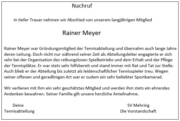 nachruf rainer meyer